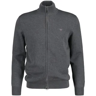 GANT Herren, Casual Cotton Zip Cardigan Strickjacke, Dark Grey melange), X-Large