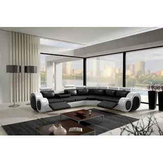 Ecksofa Berlin Eckcouch +USB Polster Wohnlandschaft Eck Garnitur Relaxfunktion - Schwarz