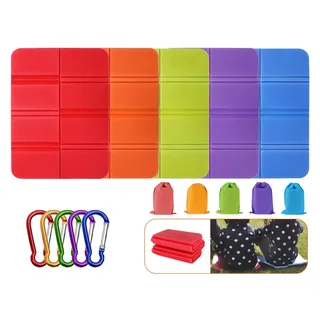 Kellegour 5 PCS Faltbares Sitzkissen Outdoor,Sitzmatte Outdoor,Erwachsene und Kinder Sitzkissen,mit 5Wasserabweisend Beutel und 5 Karabiner,für Garten,Camping,Picknick,Hiking,am Meer,Hunting,5 Farben