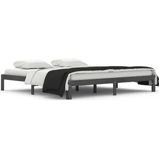 vidaXL Massivholzbett Grau Kiefer 200x200 cm - Grau