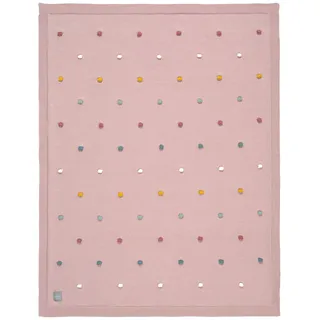 LÄSSIG Babystrickdecke Kuscheldecke Babydecke gestrickt 100% Bio Baumwolle GOTS/Knitted Blanket Dots dusty pink