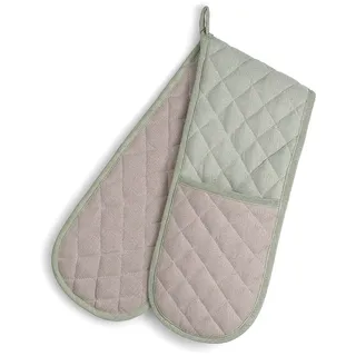 KELA Doppelter Ofenhandschuh TIA Baumwolle nougat / rauchgrün