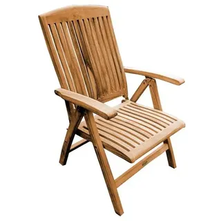 Teako Design Relaxstuhl Hochlehner Catania aus Teakholz – Wetterfest, Modern & Komfortabel – Massivholz Gartenstuhl mit Armlehnen