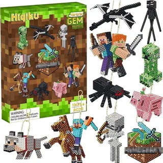 Hiqiku Geschenke Junge Mädchen ab 6 Jahre 5D Diamond Painting Kinder Schlüsselanhänger Bastelset Kinder ab 6 Jahre Diamant Basteln Jungs Mädchen Geschenke Diamond-painting Anhänger (Grün)