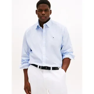 Langarmhemd "BT-FLEX POPLIN MICRO", Herren, Gr. 4XL, N-Gr, blau spell, allover, Web, Obermaterial: 100% Baumwolle, TOMMY HILFIGER BIG & TALL, regular fit normal, 1-Knopf-Manschette, Hemden Langarmhemd, Große Größen, Button-down-Kragen, Businesshemd, Regular Fit