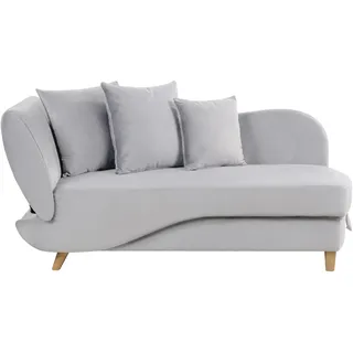 Beliani Chaiselongue Linksseitig Hellgrau Samtstoff mit Bettkasten Dekokissen Modern Récamiere Liegesofa Sitzmöbel Wohnzimmer Jugendzimmer - Grau, Braun