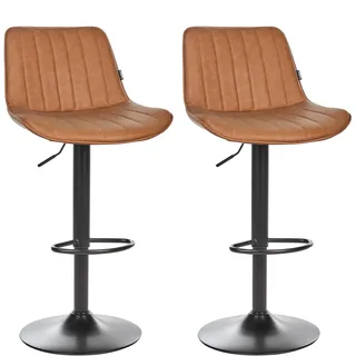BELIANI Barhocker Goldbraun Kunstleder Höhenverstellbar Drehbar mit Hoher Rückenlehne Gesteppt Metallgestell Fußstütze Retro Kücheninsel Küchenbar - Braun, Schwarz