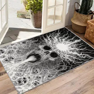 AevuCub Horror Skull Deko, Halloween Schädel Teppich 120x170 Kurzflor, Teppich Wohnzimmer Gothic Totenköpf, Weich rutschfest Waschbare Teppiche, Bettvorleger Schlafzimmer Kinderzimmer