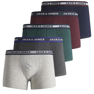 JACK & JONES Boxershorts 5er PACK in Grau/Blau/Grün/Rot