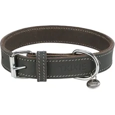 Trixie Rustic fattg.Leder Halsband, M-L: 42-48 cm/25 mm, grau (M, L, Hund), Halsband + Leine