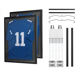 VEVOR 2 x Trikotrahmen 590 x 795 mm, Holz-Trikot-Bilderrahmen mit PC-Platte und 98 % UV-Schutz, Objektrahmen mit Aufhänger & Magnetverschluss für Baseball-, Basketball-, Football- und Hockeytrikots