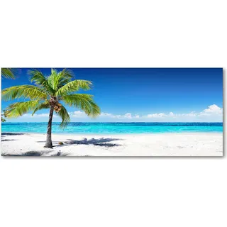 Tulup® Küchenrückwand Spritzschutz aus Glas -125x50 -Spritzschutz auf gehärtetes Glas Deko Landschaften Tropischer Strand