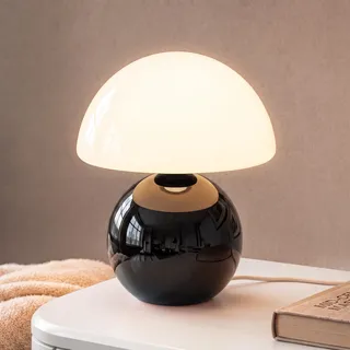 Dawnwake Nachttischlampe Dimmbar Tischlampe LED Pilzlampe, Keramikbasis Glas, Tischlampe für Wohnzimmer Schlafzimmer, Dekorative Nachtlampe (Schwarz)