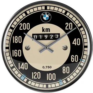 Nostalgic-Art Retro Wanduhr, Ø 31 cm, BMW – Tachometer – Geschenk-Idee für BMW Accessoires Fans, Original Lizenzprodukt (OLP), Große Küchenuhr, Vintage Design