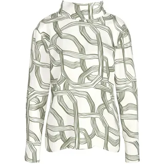 Schlupfbluse ALBA MODA "Bluse Bluse", Damen, Gr. 40, weiß (ecru, oliv), Obermaterial: 100% Viskose CV., Modern, normal, Blusen Schlupfbluse