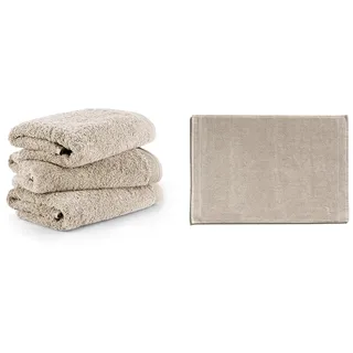 Möve Superwuschel Handtuch-Set, 3 Handtücher 50 x 100 cm, Made in Germany, 100% Baumwolle, Cashmere & Superwuschel Duschvorlage 50 x 70 cm aus 100% Baumwolle, Cashmere