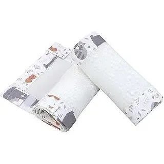 TupTam Bettumrandung Babybett 3D Mesh Nestchen – Gitterstäbe Schutz Netz 2er, Farbe: Wilde Tiere, Größe: ca. 128 x 30 cm (für Babybett 140x70)