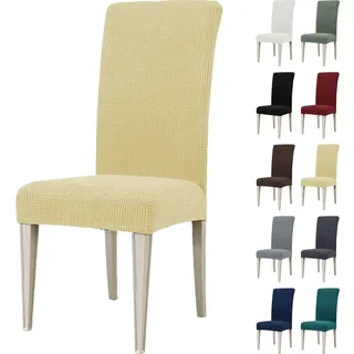 Ystyle Universal Stretch Stuhlhussen 6er Set, Beige | Stuhlbezug Elastisch, Waschbarer Hussen für Stühle, Chair Cover für Hotel Bankett Küche Restaurant Hochzeit Party