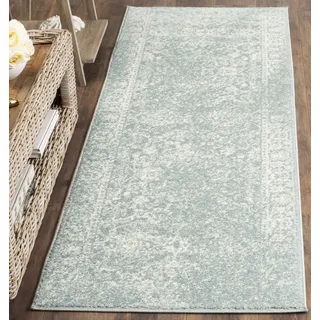 SAFAVIEH Läufer 76 x 244 cm - Adirondack Collection - Transitional Design, Schiefer & Elfenbein, Pflegeleichte Synthetikmischung, Ideal für Wohnzimmer, Schlafzimmer, Büro