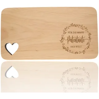 Frühstücksbrettchen aus Holz, Holzbrett mit Gravur, Frühstücksbrett mit Herz-Ausschnitt, Geschenk für Patentante, Geburtstagsgeschenk Personalisiert, Geschenke für Patentanten