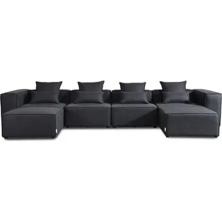 HOME DELUXE - Sofa VERONA - Anthrazit, Größe: XXL - ca. 414 x 70 x 207 cm, Sitzhöhe: 46 cm, Sitztiefe: 80 cm, inkl. Kissen I Modulares Sofa Modulsofa Ecksofa Wohnlandschaft - Grau