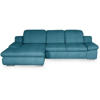 Livetastic Ecksofa , Blau , Metall , Ottomane links, L-Form , 286x165 cm , Made in Eu , seitenverkehrt erhältlich, Hocker erhältlich, Rücken echt, Armteil links, Armteil rechts , Wohnzimmer, Sofas & Couches, Wohnlandschaften, Ecksofas