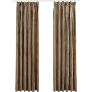 Verdunkelungsvorhänge mit Haken 2 Stk. Samt Beige 140x175cm - Beige