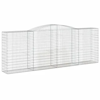 vidaXL Gabione mit Hochbogen 400x50x140/160 cm Verzinktes Eisen - Silber