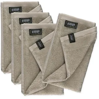 SCHÖNER WOHNEN Gästehandtücher 30x50 Dunkelbeige - Frottee Gästetuch Set im 4er Pack - Gesichtstücher Baumwolle Öko-Tex - klein - für Bad, WC, Baby, Kinder & Fitnessstudio - schnelltrocknend