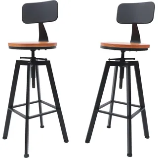 Barhocker - Set mit 2 - Höhenverstellbar - 30 cm Sitzfläche - Tragkraft 100 kg - Für Kücheninsel & Hausbar - Schwarz - Schwarz
