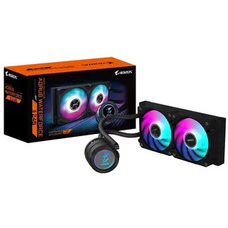 Gigabyte AORUS WATERFORCE II 240 AIO Flüssigkeits-CPU-Kühler - 2x120mm ARGB-Lüfter, Schiebe-in-Verriegelungsmechanismus, Daisy-Chain, kompatibel mit Intel LGA 1851 und AMD AM5