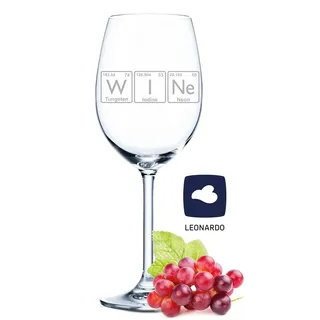GRAVURZEILE Leonardo Weinglas mit Gravur - Wein Periodensystem - Lustige Geschenke - Geburtstagsgeschenk für Männer & Frauen sowie Mama & Papa - Geeignet als Rotweingläser Weißweingläser