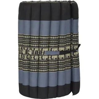 Fine Asianliving Thaimatte Rollbar Kapokfüllung 190x50x4.5cm Schwarz Elefant Thai Kissen Meditation Matte Matratze Kapok 301-P06 - Schwarz