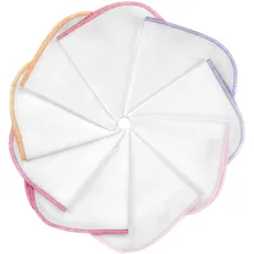 MAKIAN Molton Baby Waschlappen Set mit Schlaufe - 9 Stück Moltontücher aus 100% Baumwolle, 30x30 cm, weich & schadstoffgeprüft nach OEKO-TEX® Standard 100 geprüft, mit bunten Rand - Weiß Rosa
