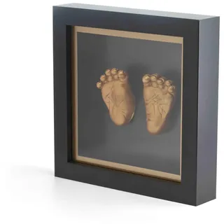 Dooky 3D Black Bronze Handprint Rahmen für Baby-Fußabdrücke, edel | Bronzefarbener plastischer 3D-Fußabdruck, schwarzer Bilderrahmen, edle Optik, dekoratives Erinnerungsstück fürs Zuhause