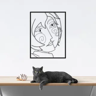 Decovieno Metall Picasso Serie Wand Dekor, 60 cm Länge x 46 cm Breite x 3 cm Höhe, Schwarz