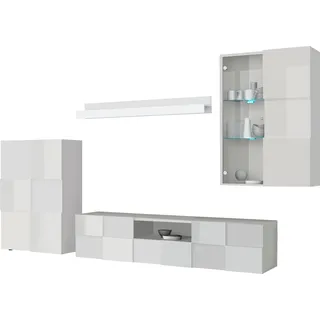 Home Affaire Wohnwand »Dama, 4tlg.Breite 300 cm, Höhe 200 cm, moderne Anbauwand in 3D-Optik,« Set, 4 Stk. tlg., weiß