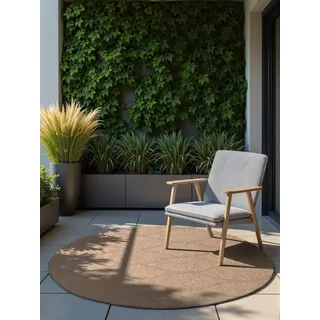 Hanse Home Northrugs Liora In- & Outdoor Teppich Rund Modern - Modernes Flachgewebe, Wendeteppich mit Floral Design, ÖKO-TEX Wetterfest & UV-beständig für Balkon, Terrasse, Garten – Jute Weiß, ⌀160cm