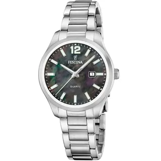 Festina Damen Uhr Analog Edelstahl 316L Silber - Quarzwerk - Mineralglas hochresistent - 5 ATM wasserdicht - Datum F20737/7