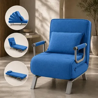 Makika Schlafsessel Schlafsofa Ted klappbar in Blau - Blau