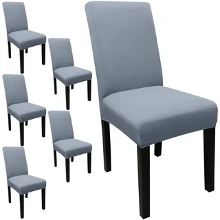 JQinHome 6 Stück Esszimmerstühle, hochdehnbar, abnehmbar, waschbar, für Zuhause, Party, Hotel, Hochzeit, Zeremonie (hellgrau)
