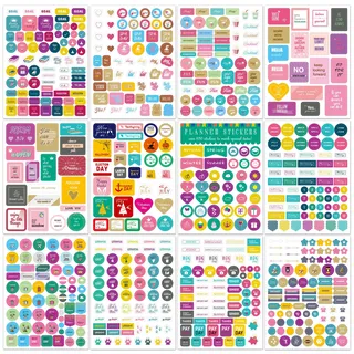 Planer Aufkleber Set,12 Blätt Scrapbook Bullet Journal Stickers für Pläne Erinnerungen Ereignisse, Unterschiedliche Themen Scrapbooking Sticker Zubehör, Tagebuch Fotoalbum Kalender für Kinder(#A)
