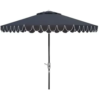 SAFAVIEH Küsten Sonnenschirm für die Terrasse, Marineblau und Creme, 256 X 256 X 251