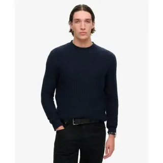Superdry für Herren. M6110628A Strickpullover ?Merchant? mit strukturierter Optik, marineblau (L), Lässig, Baumwolle