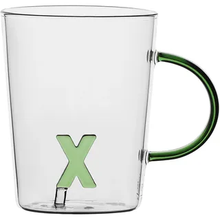LA PORCELLANA BIANCA - Tasse Buchstabe X aus Borosilikatglas, Fassungsvermögen 400 cc, Kollektion Allalettera