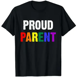 Gay Pride Rainbow LGBTQ Proud Parent T-Shirt, Herren, Schwarz, L