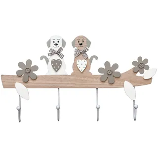 SPOTTED DOG GIFT COMPANY Garderobenhaken Kinder mit Hundemotiv, Kleiderhaken Holz 4 Haken Kindergarderobe, Wandhaken Kinderzimmer & Flur, Hundedeko Wanddeko Geschenk Hundeliebhaber Tierliebhaber
