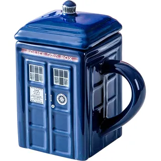 Doctor Who Tasse Tardis mit Deckel,Lustige Neuheit Kaffeetasse, Keramikbecher Milchbecher Thermoskanne Wasserflasche Teetassen Gift