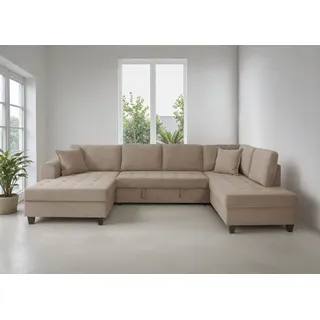 OTTO home Wohnlandschaft Polyester U-Form 3-Sitzer Braun