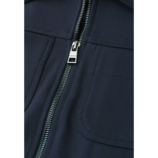 Blouson STREET ONE, Damen, Gr. 40, blau (shadowed navy), Web, Obermaterial: 65% Viskose, 30% Polyamid, 5% Elasthan. Futter: 100% Polyester, unifarben, normal hüftlang, Rundhals, abgesteppte Kante, Jacken Blouson, mit Zipper und Brusttaschen